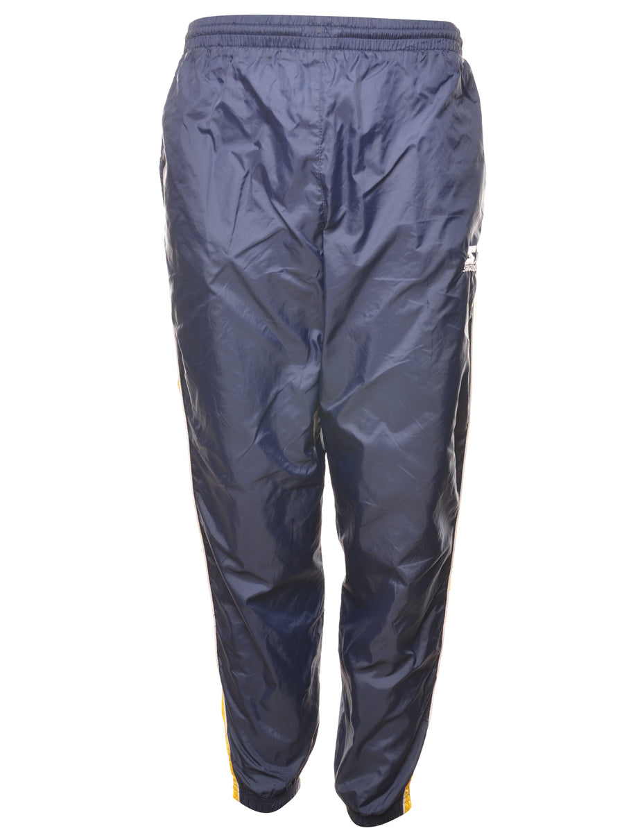 Starter Navy Shiny Track Pants - W32 L30