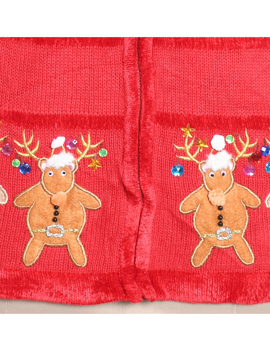 Reindeer Christmas Cardigan - L