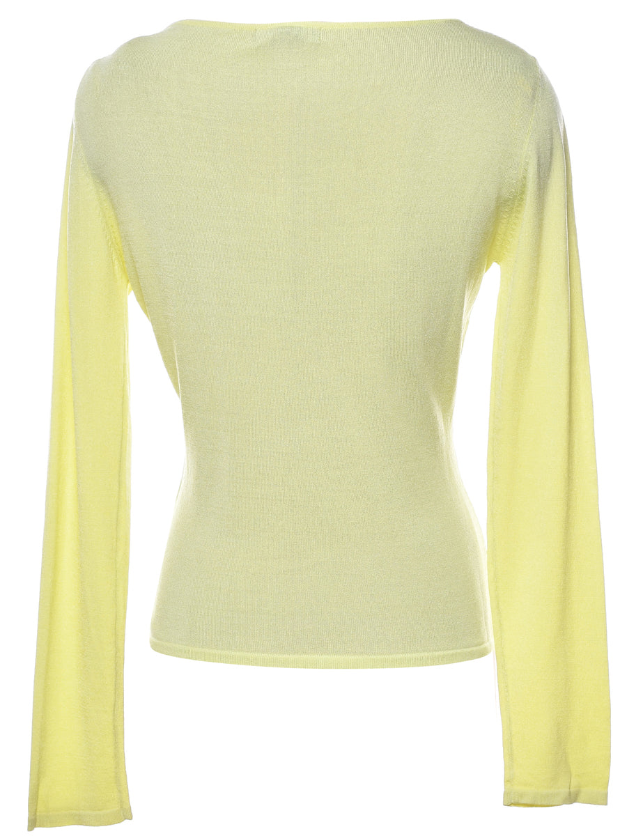 Lace Trim Yellow Jumper - L