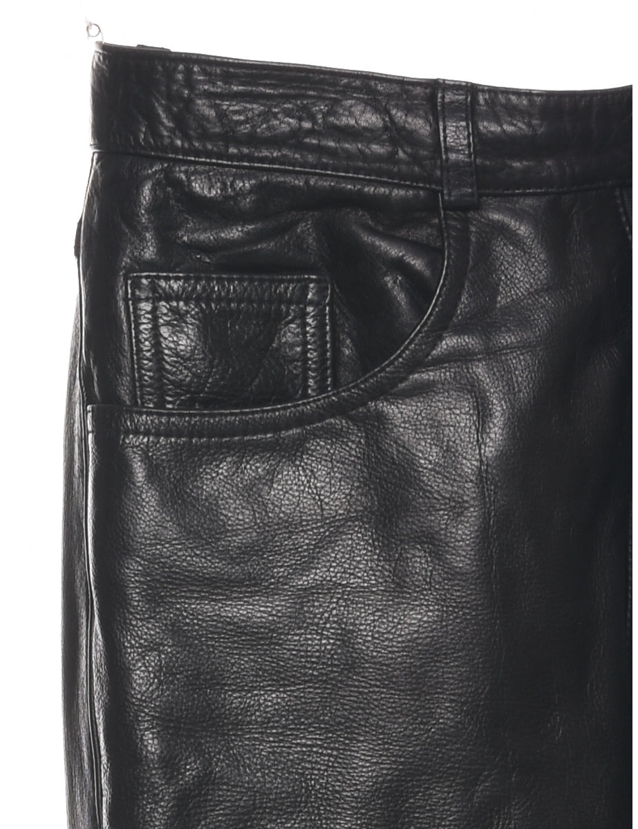 Black Leather Trousers - W28 L33