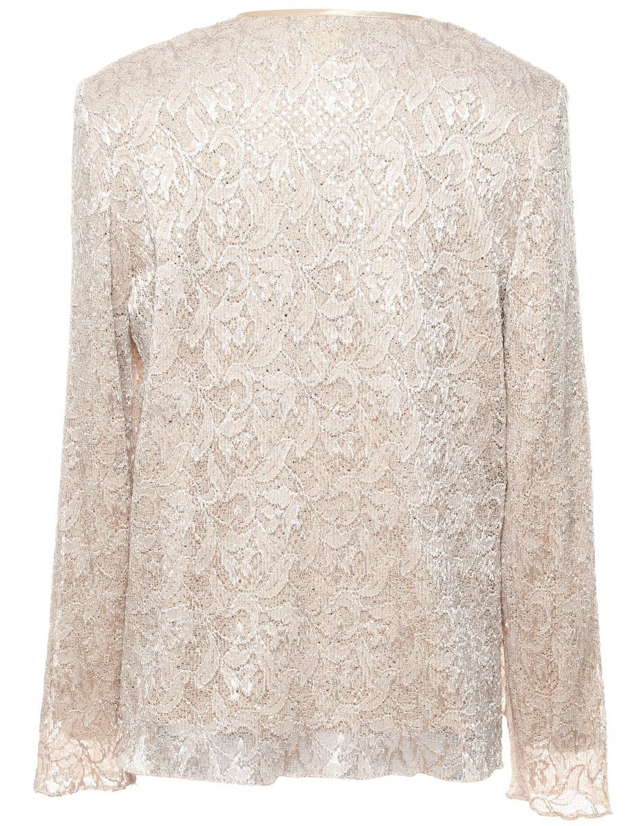 Beige Lace Evening Jacket - M