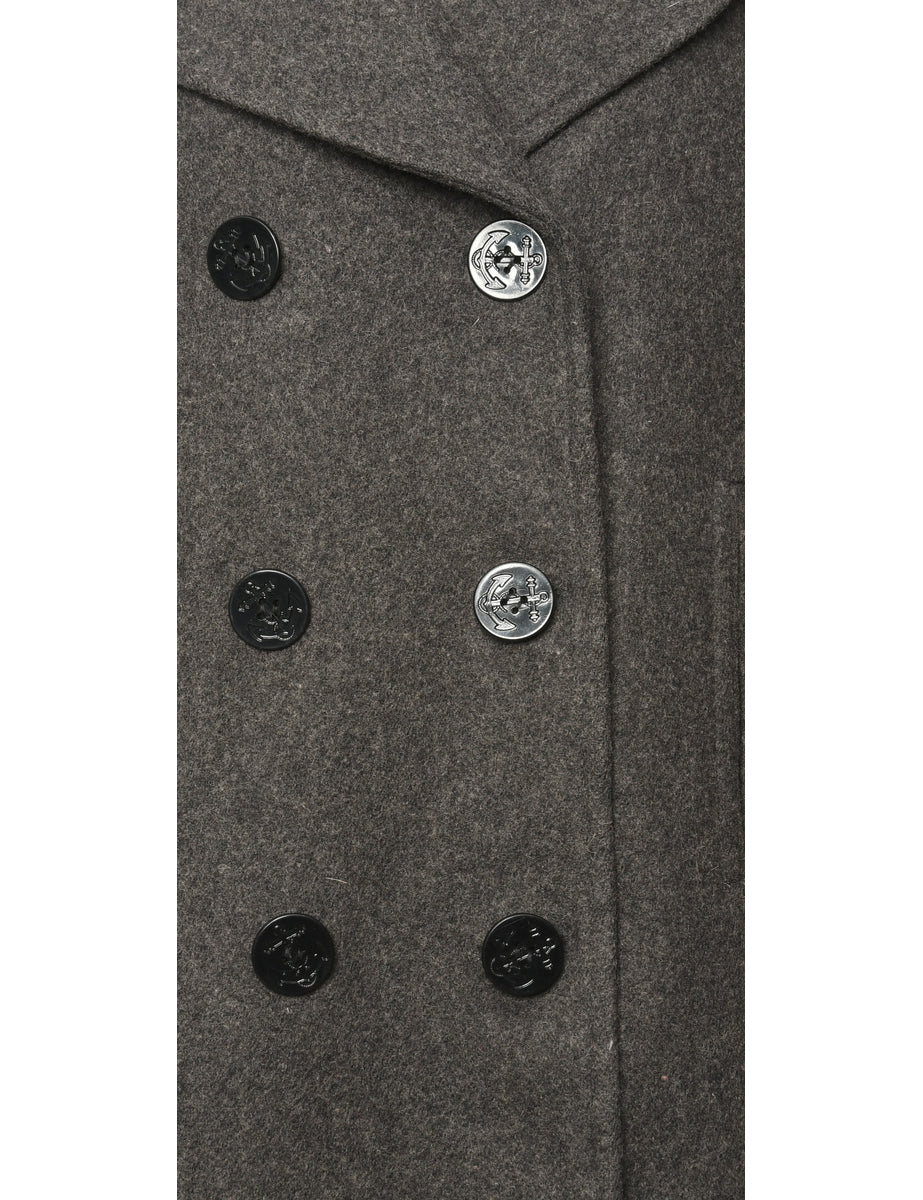 Double Breasted Dark Grey Peacoat - L