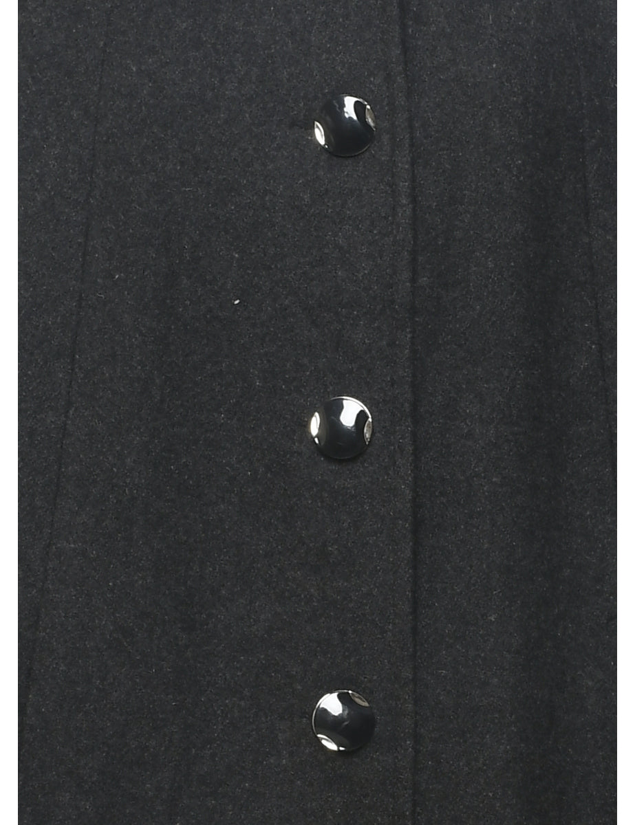 Single Breasted Wool Coat - L