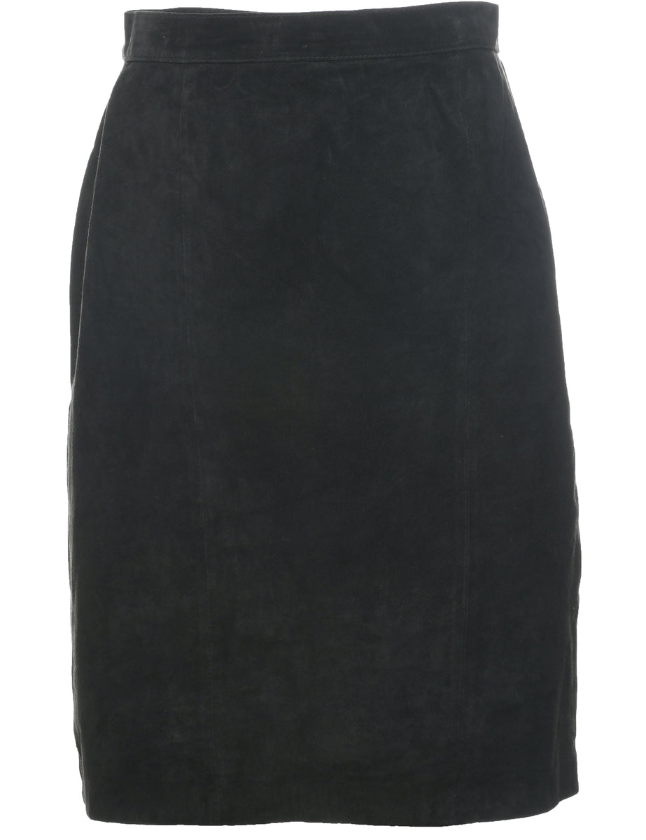 Suede Black Pencil Skirt - M