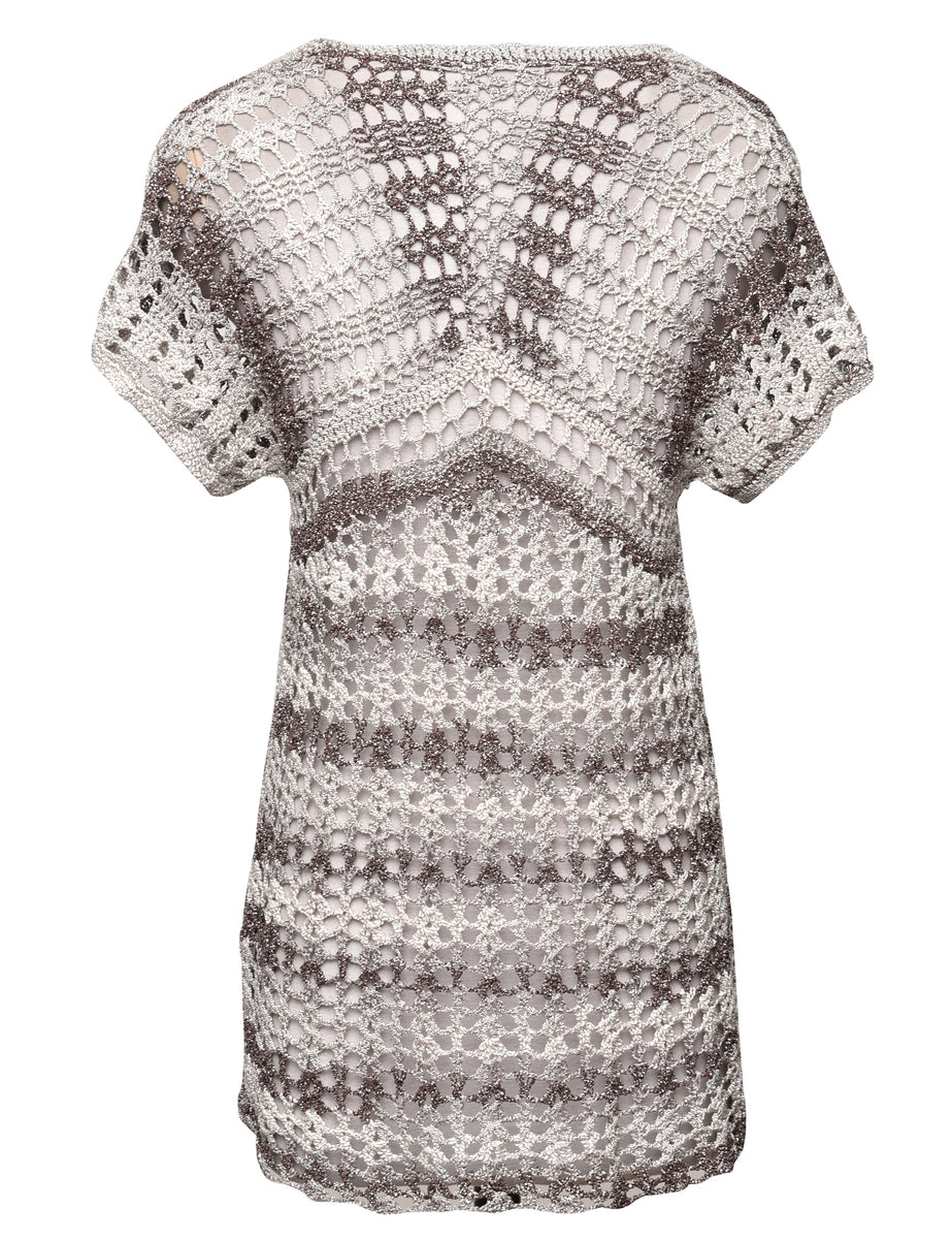 Crochet Front Tie Cardigan - S