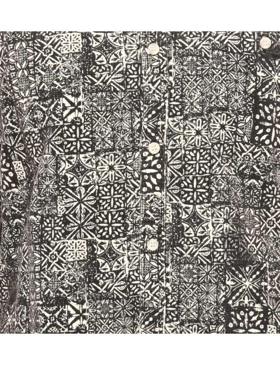 Corduroy Dark Grey & White Patterned Shirt - L