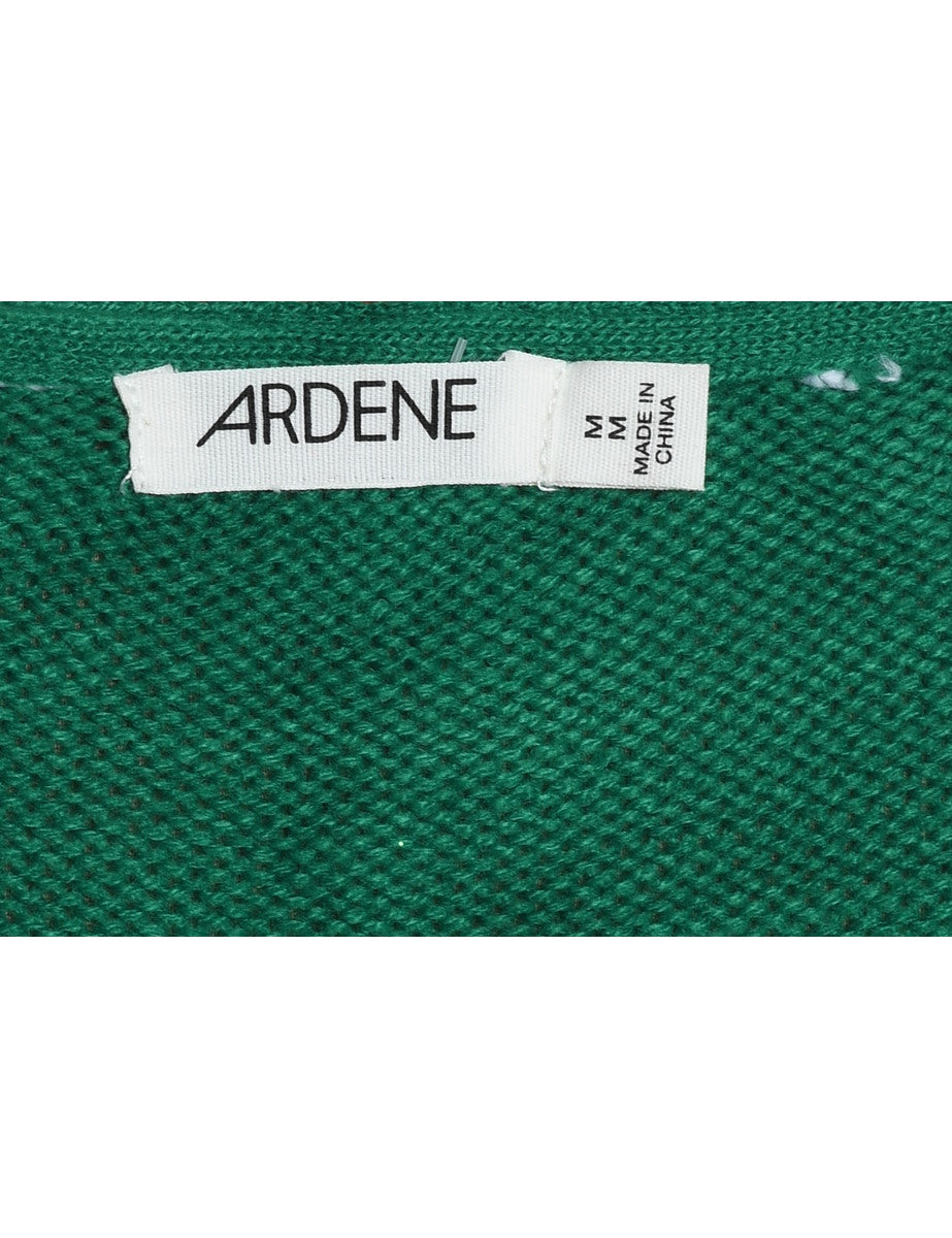 Green Nordic Reindeer Christmas Jumper - M