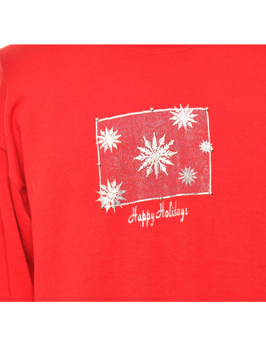Festive Season Red Christmas Sweatshirt - L