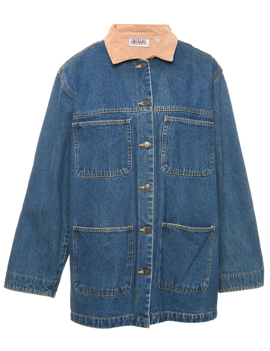 Bill Blass Corduroy Collar Denim Jacket - L