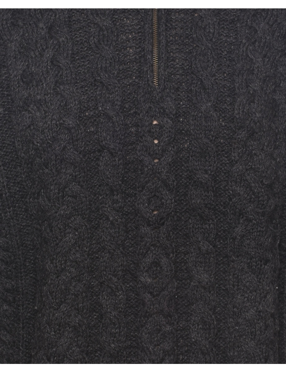 Wool Cable Knit Cardigan - M