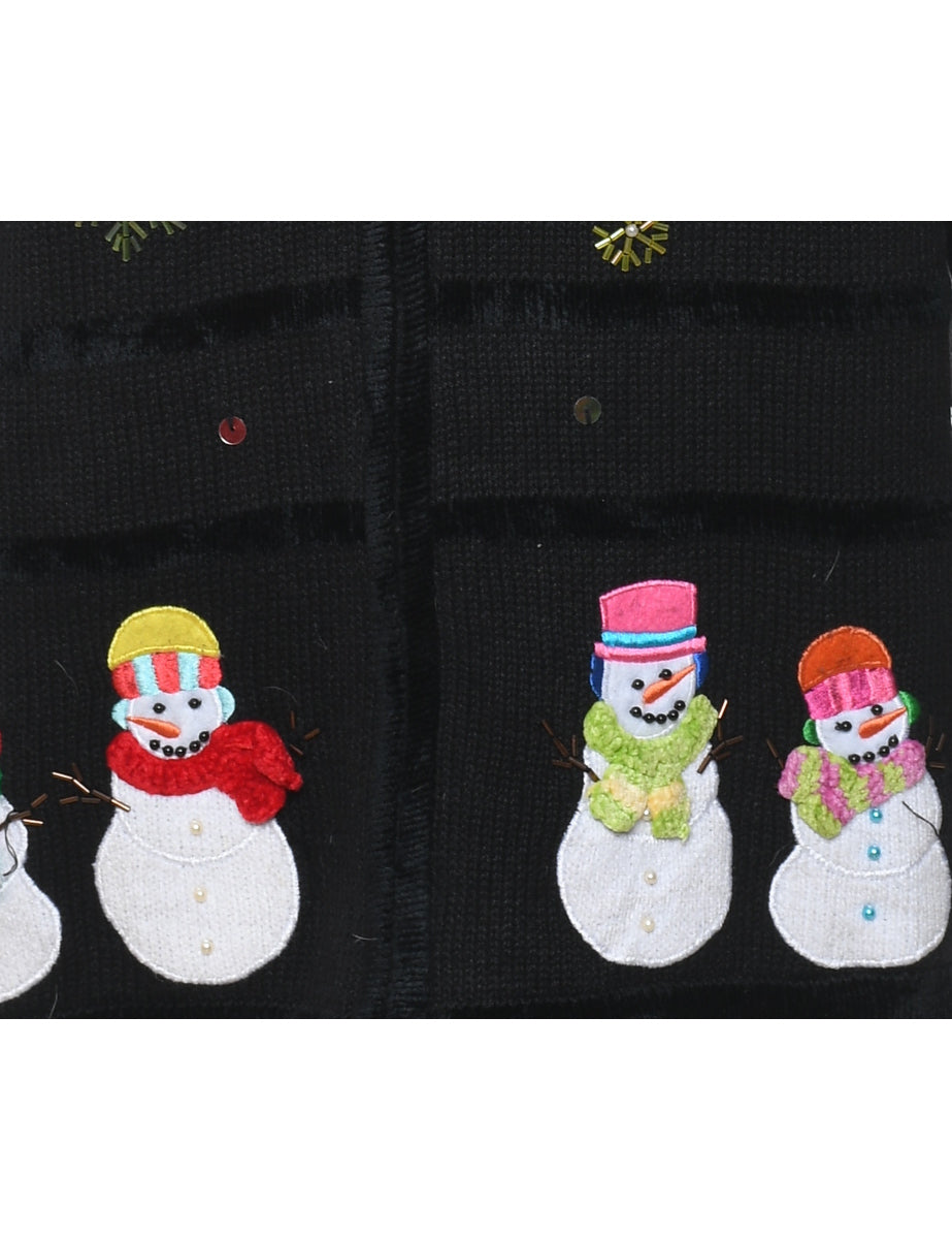 Snowman Christmas Cardigan - L