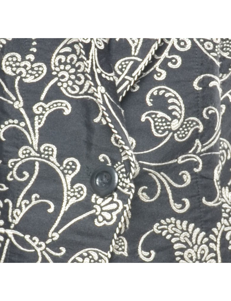 Paisley Pattern Black Cropped Tapestry Jacket - M