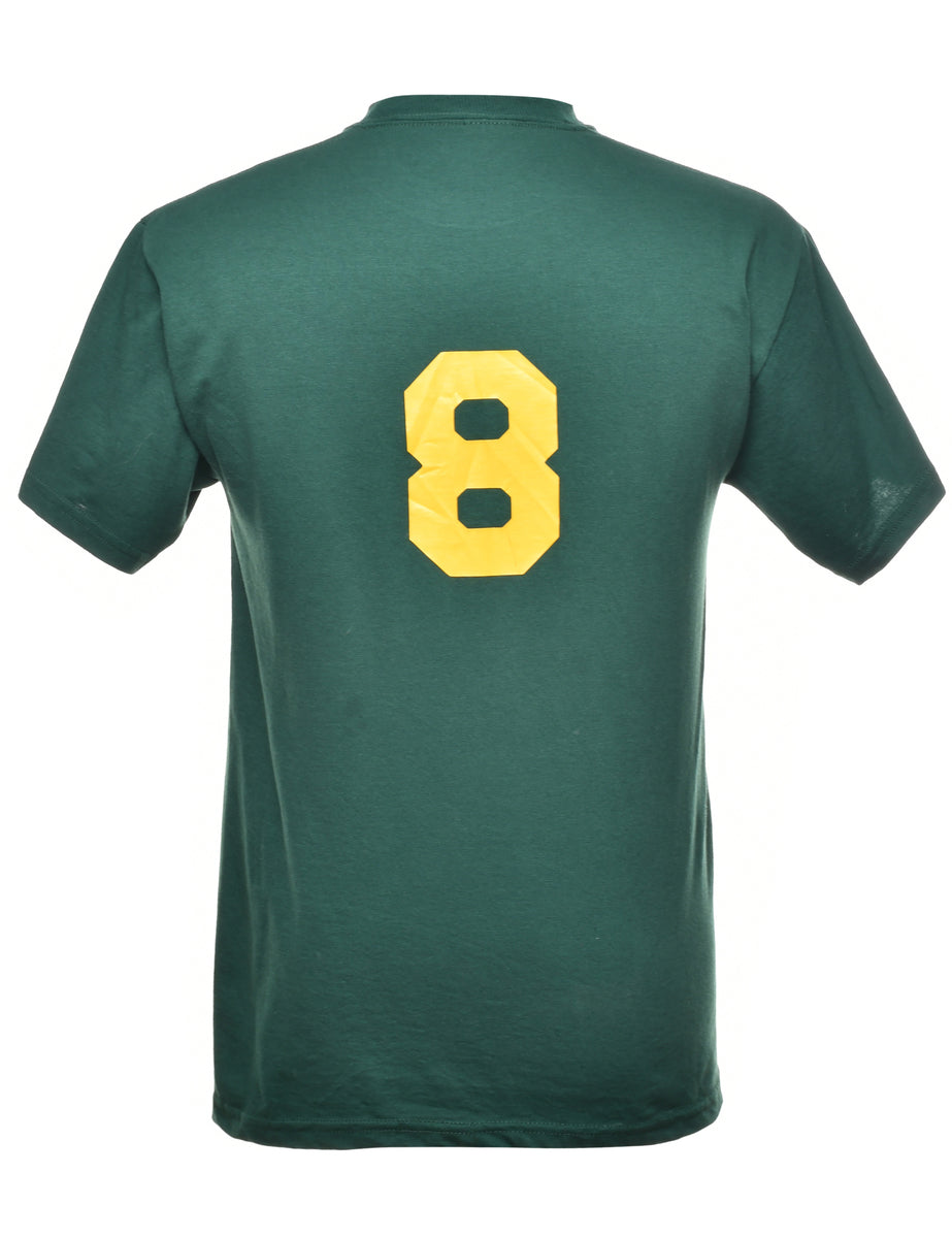 Athletics Printed Green & Yellow T-shirt - M