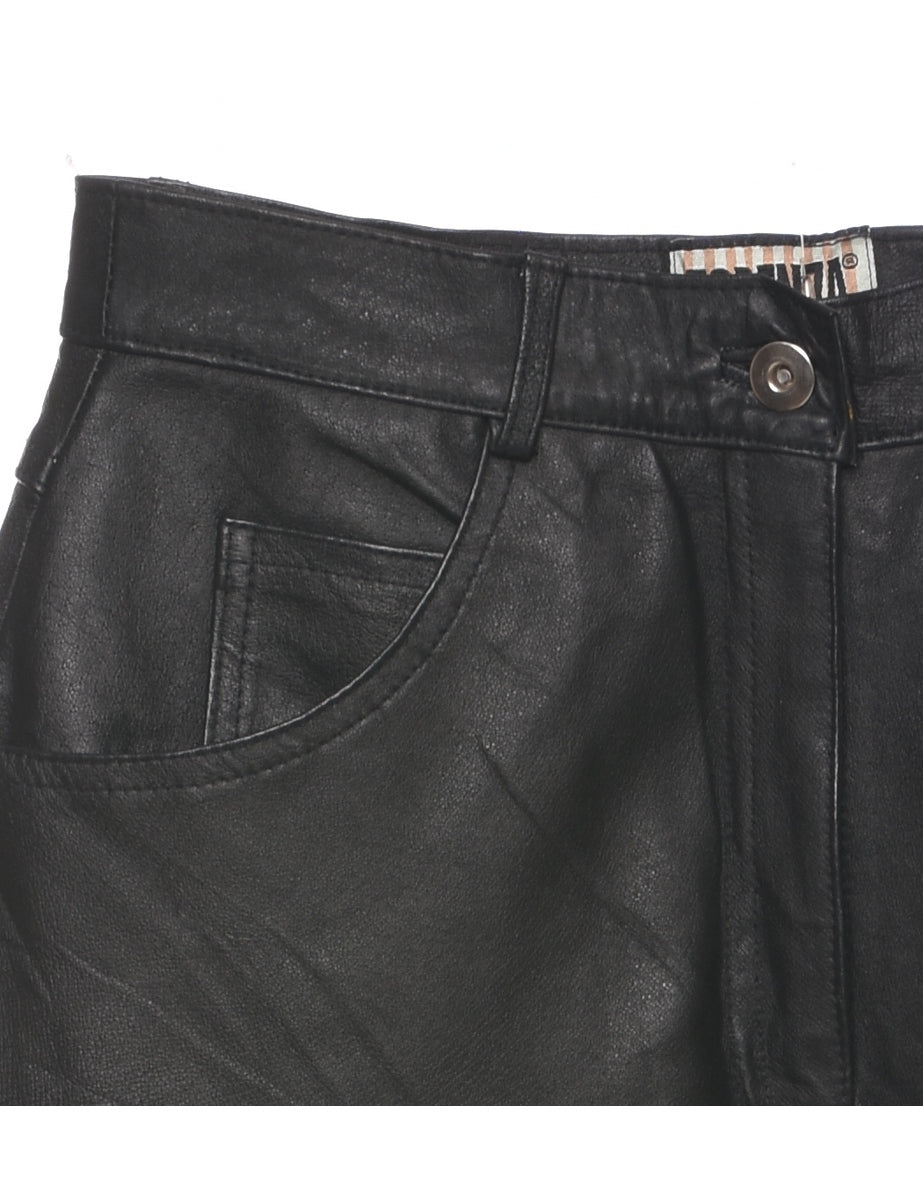 Black Leather Trousers - W29 L28