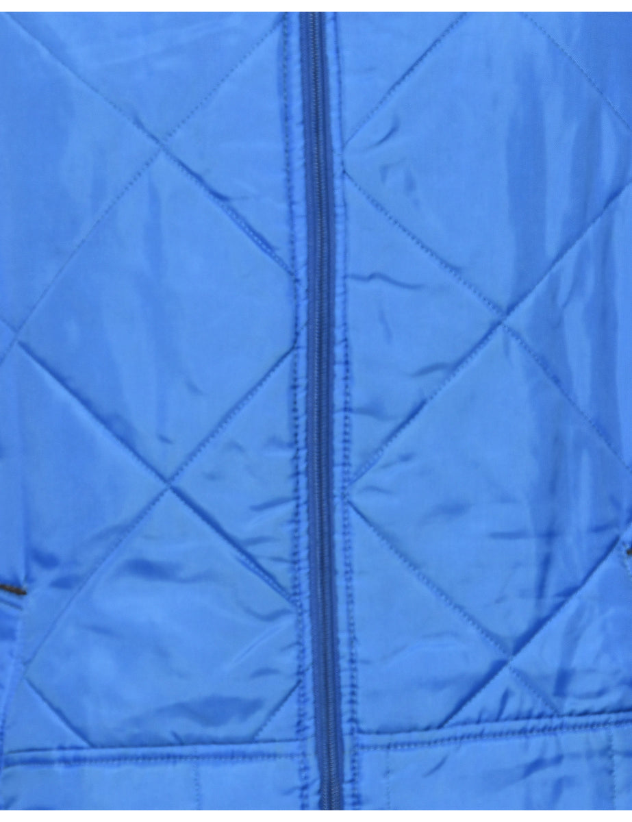 Zip Front Blue Quilted Ski Jacket - L