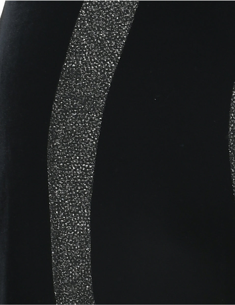 Velvet Lurex Thread Pattern Evening Dress - XS