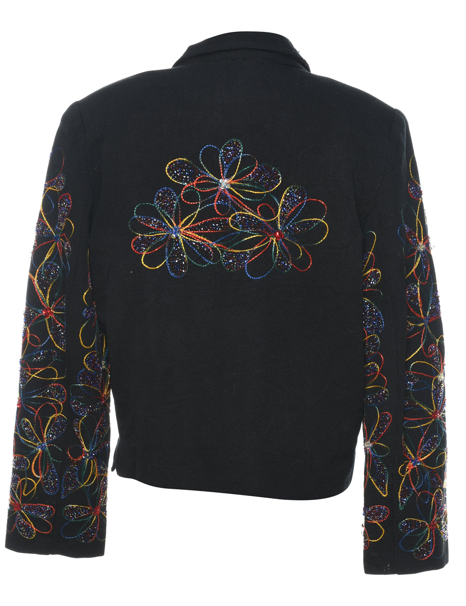 Embroidered Floral Multi-Colour Jacket - M