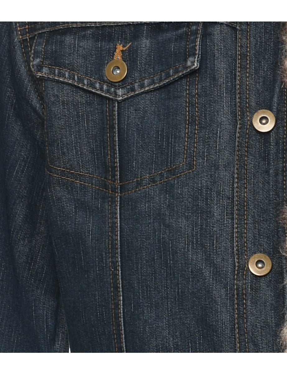 Button Front Y2K Denim Jacket - M