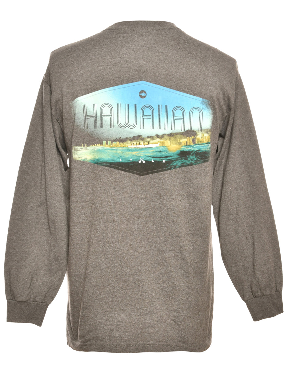 Hawaiian Grey Printed T-shirt - M