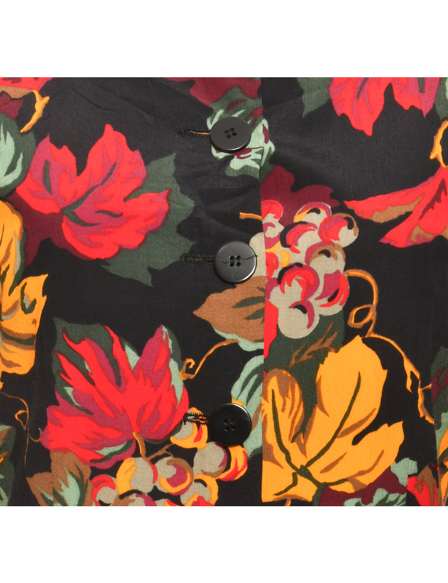 Floral Pattern 1980s Multi-Colour Jacket - XL