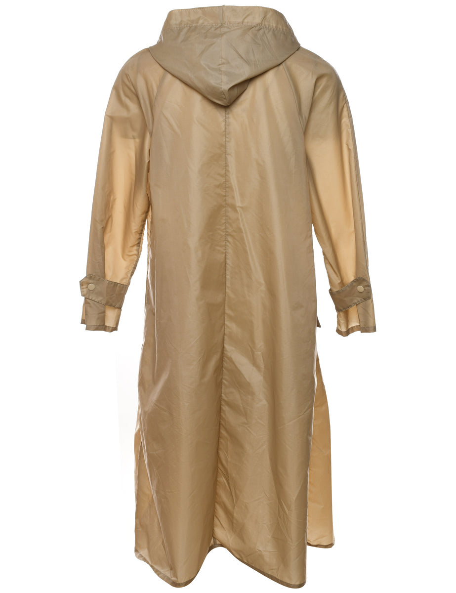 Beige Hooded Nylon Jacket - XS