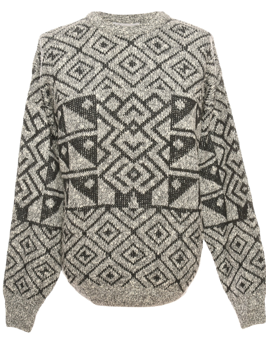 Patterned Grey Jumper - M
