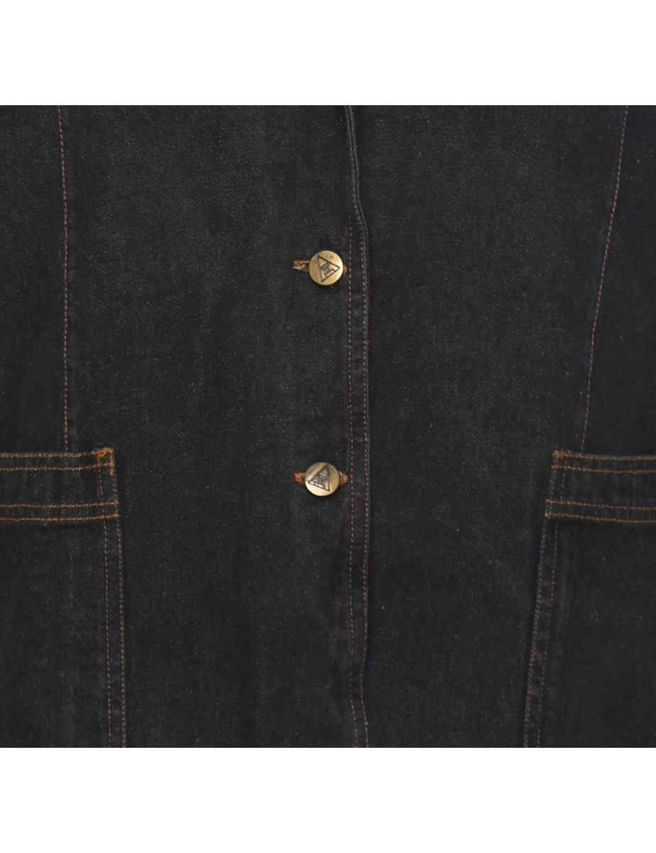 Button Front Denim Jacket - M
