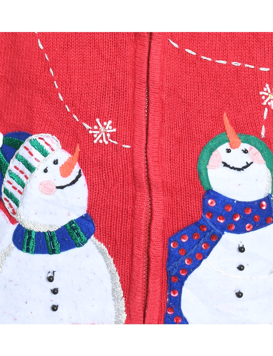 Snowman Christmas Cardigan - M