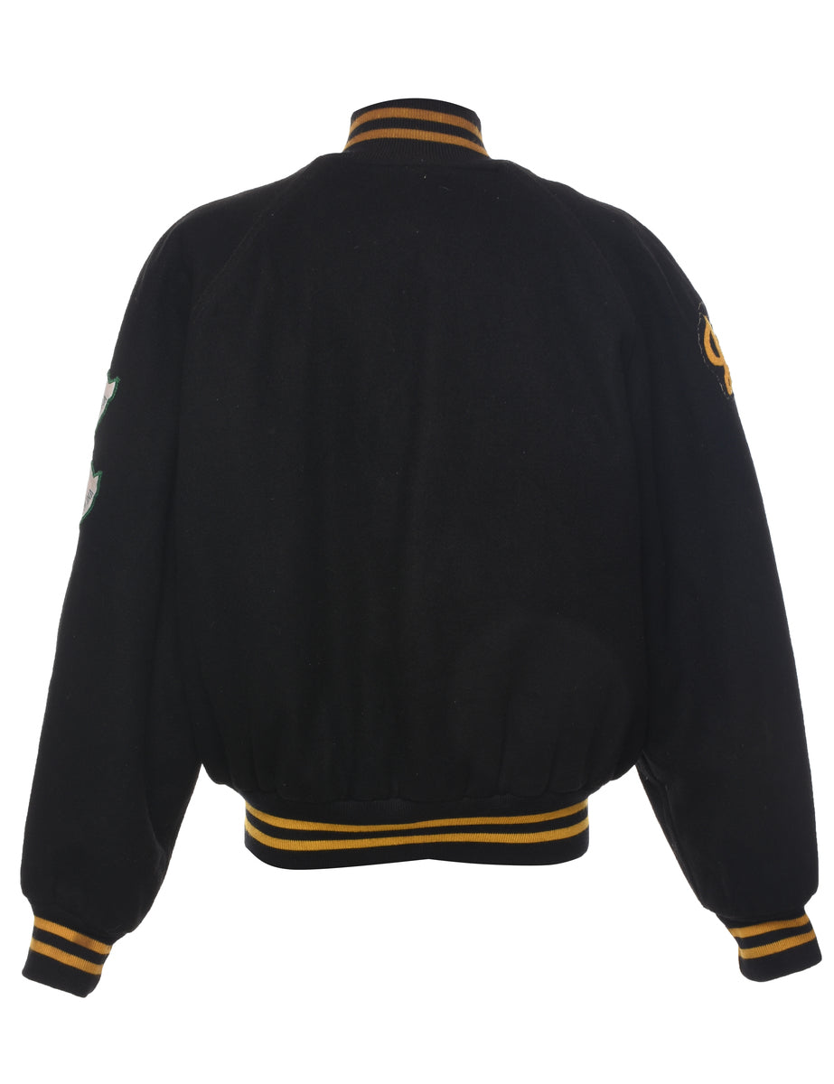 Black Letterman Bomber Jacket - XL