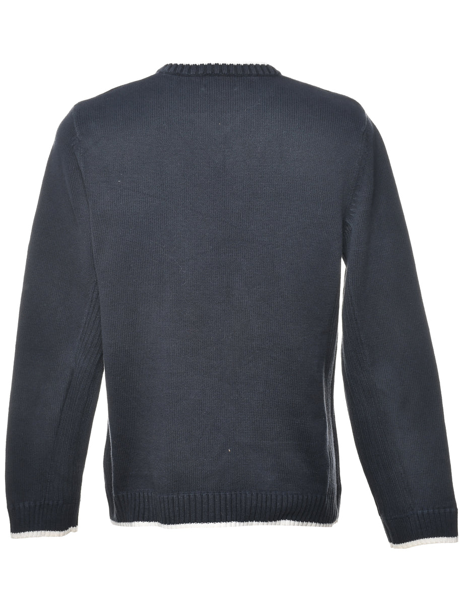 Long Sleeved Navy Jumper - S