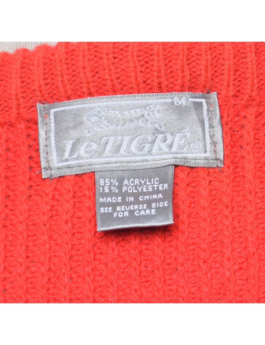 Striped Red Jumper - M