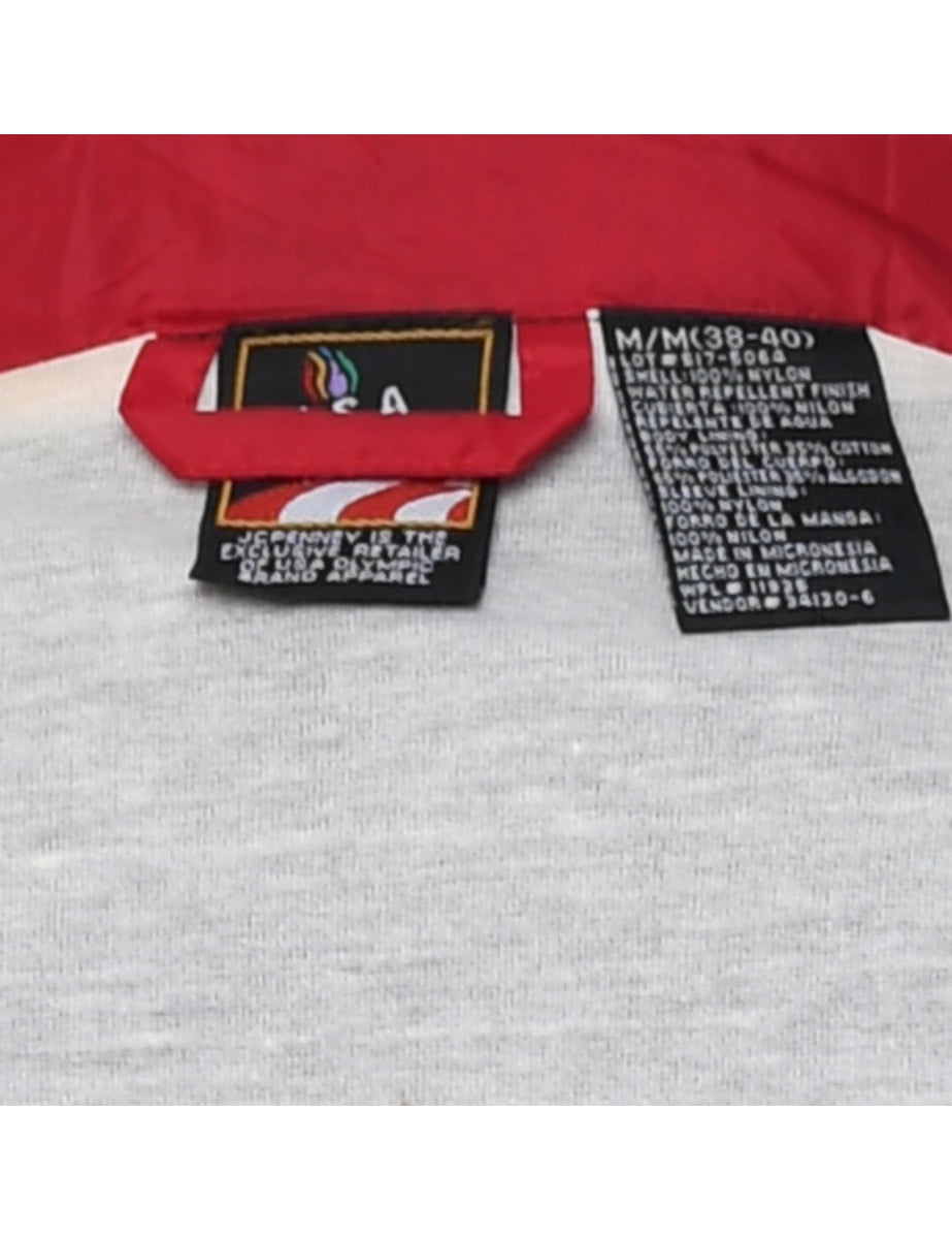Red & Black Two-Tone U.S.A Nylon Jacket - M