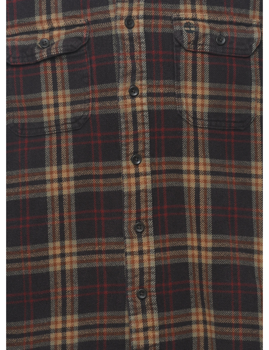 Dark Brown Classic Checked Shirt - M