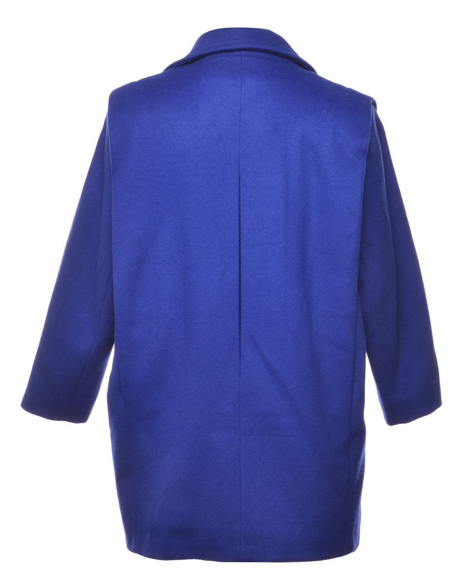 Classic Blue Wool Coat - L