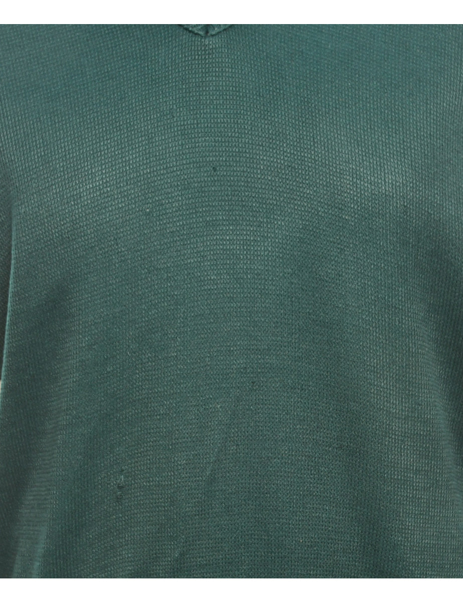 Green & White Striped Knit Jumper - M
