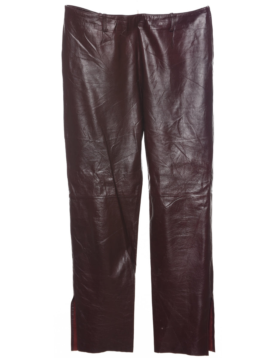 Maroon Leather Trousers - W34 L30
