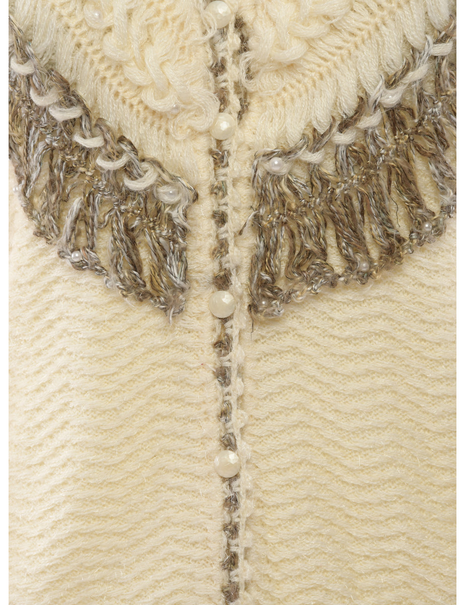 Button Front Cream Cardigan - M