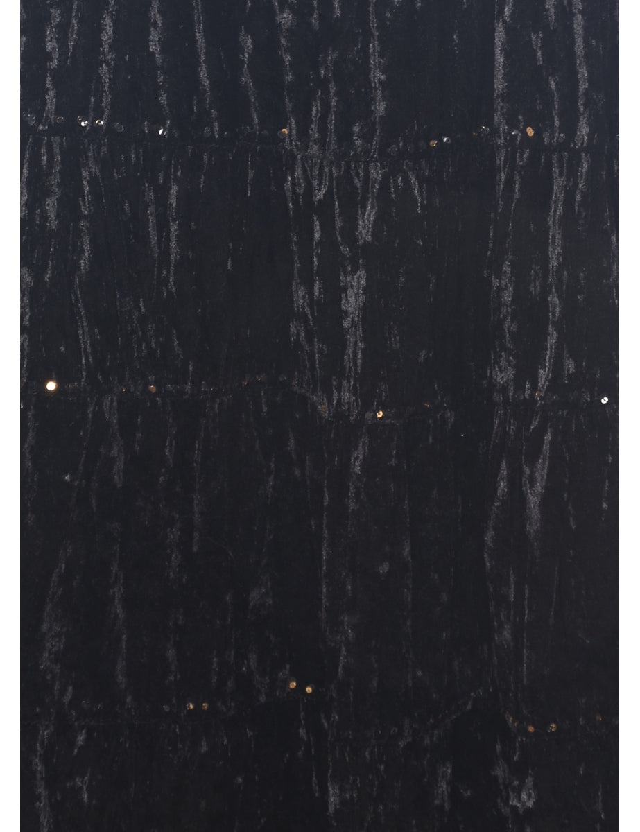 Velour Black Midi Skirt - S