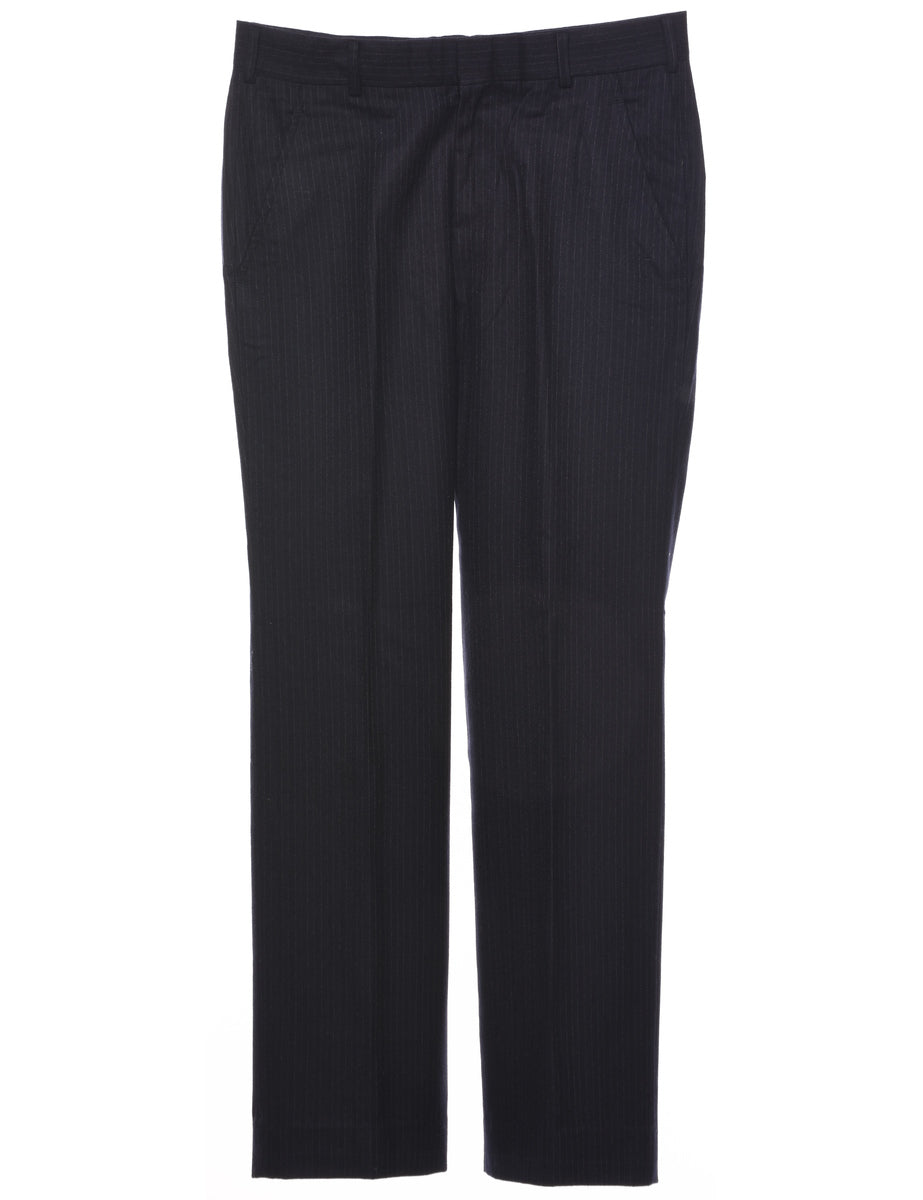 Pinstriped Navy Trousers - W32 L31