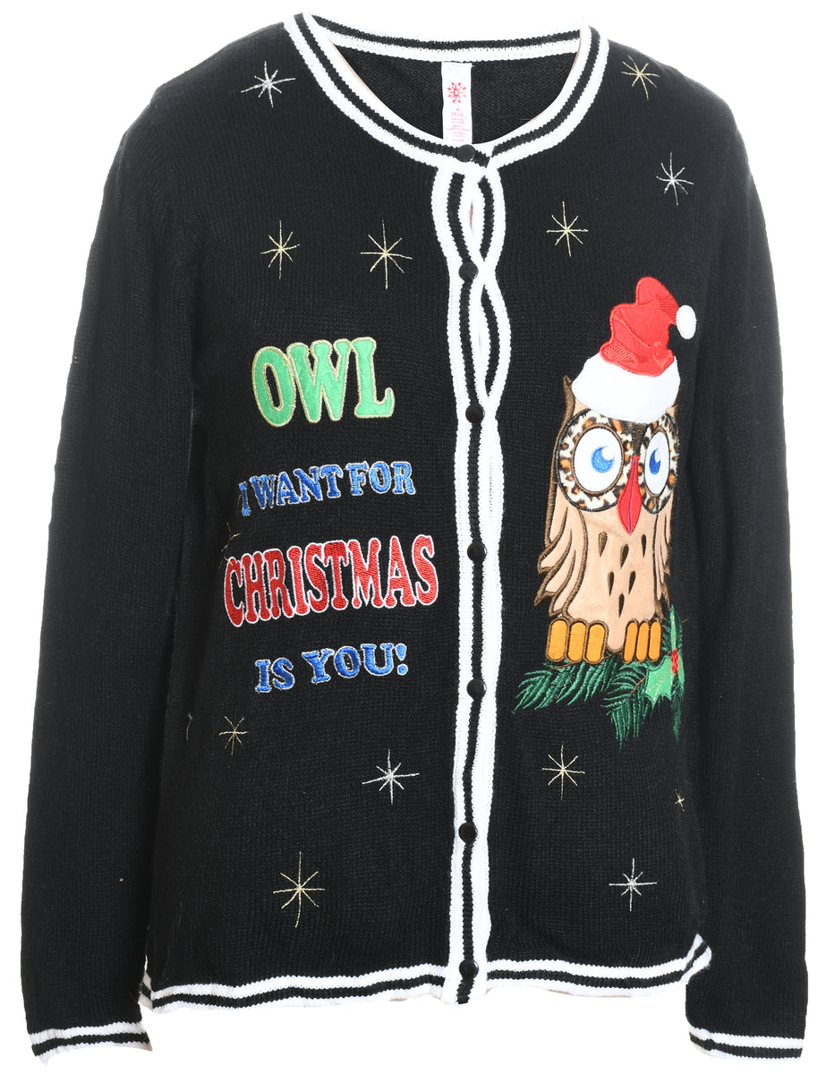 Festive Print Christmas Cardigan - M