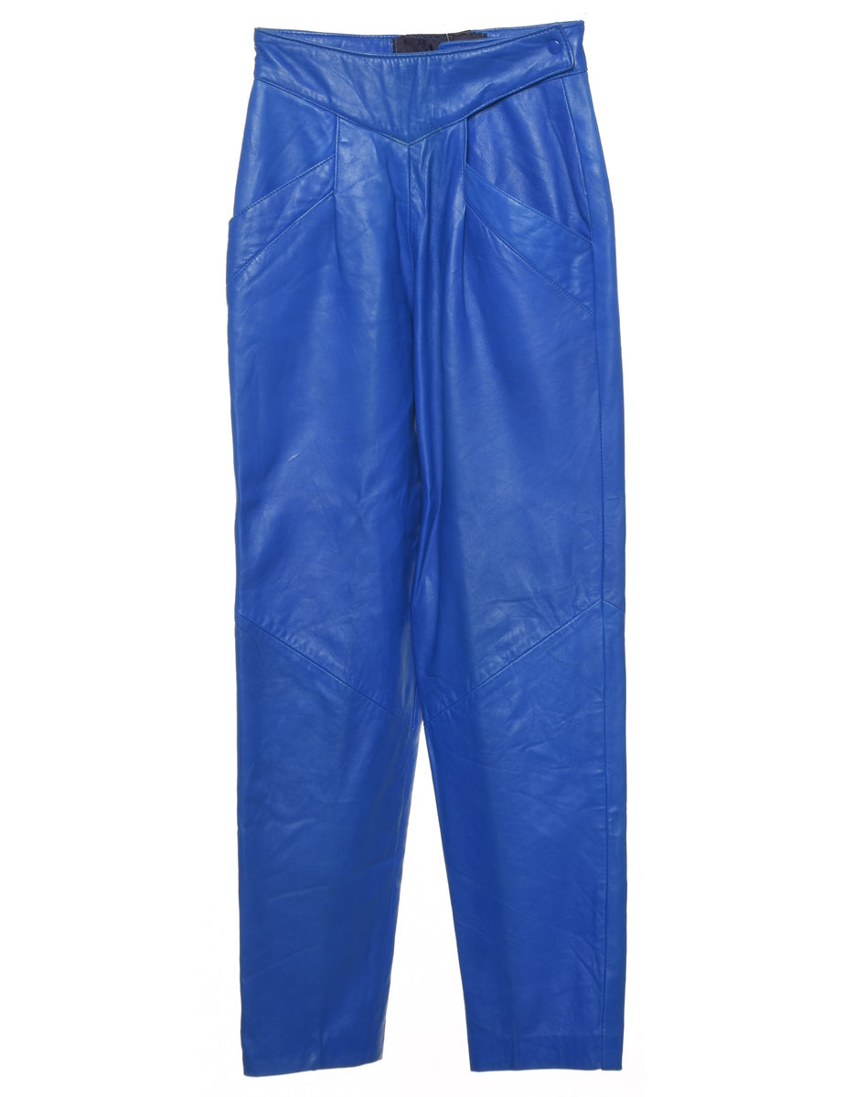 Blue Leather Trousers - W25 L30
