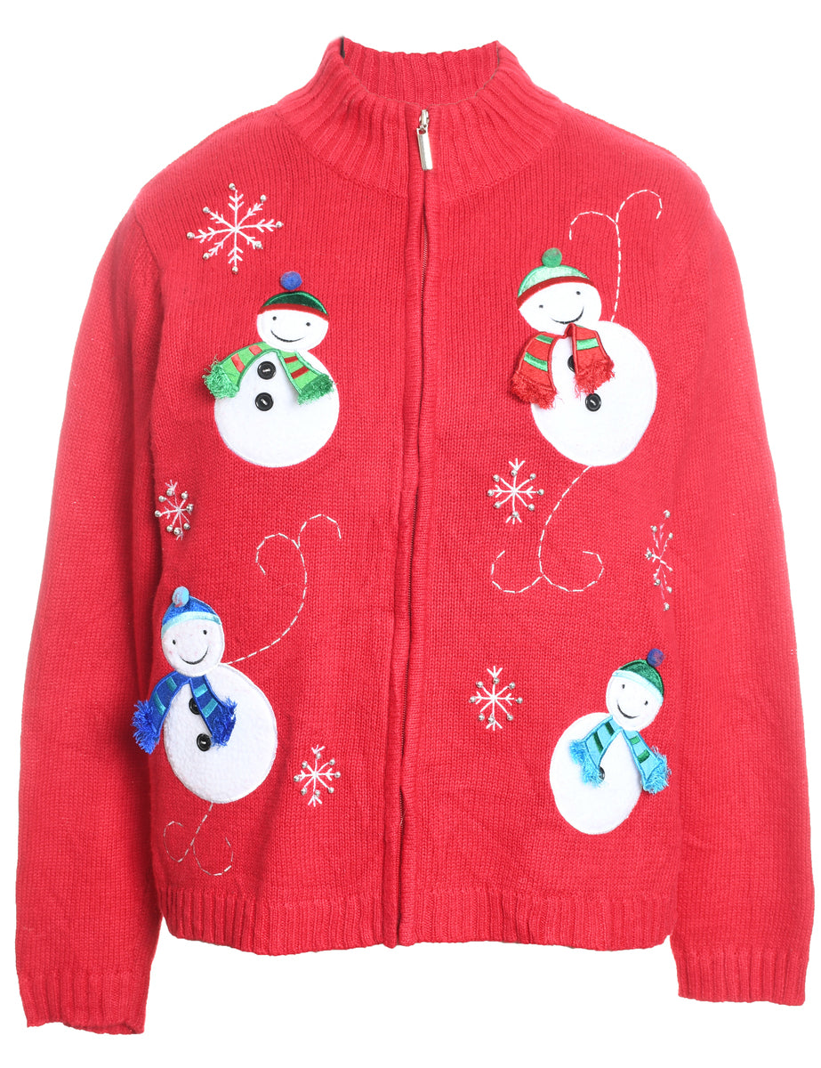 Snowman Christmas Cardigan - M