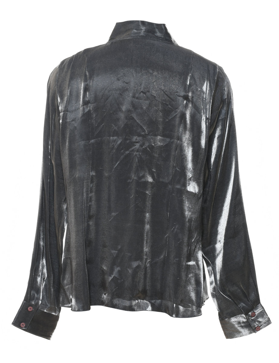 Embroidered Silver Shiny Blouse - L