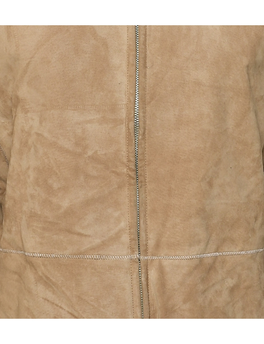 Light Brown Faux Shearling Suede Jacket - L