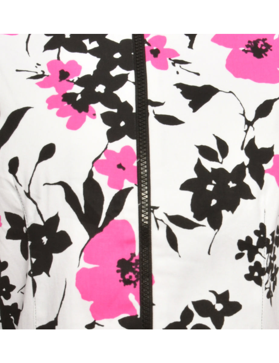 Floral-Pattern Purple & Black Jacket - XL