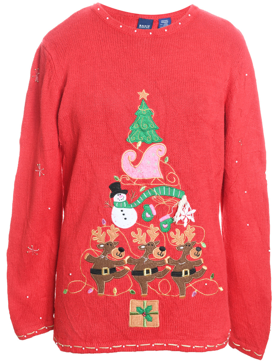 Festive Print Christmas Jumper - M