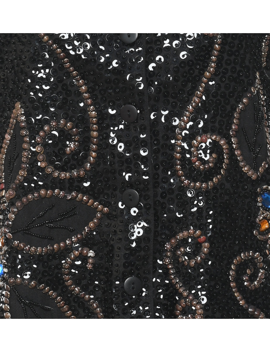 Multi-Colour Sparkly Beaded Waistcoat - L