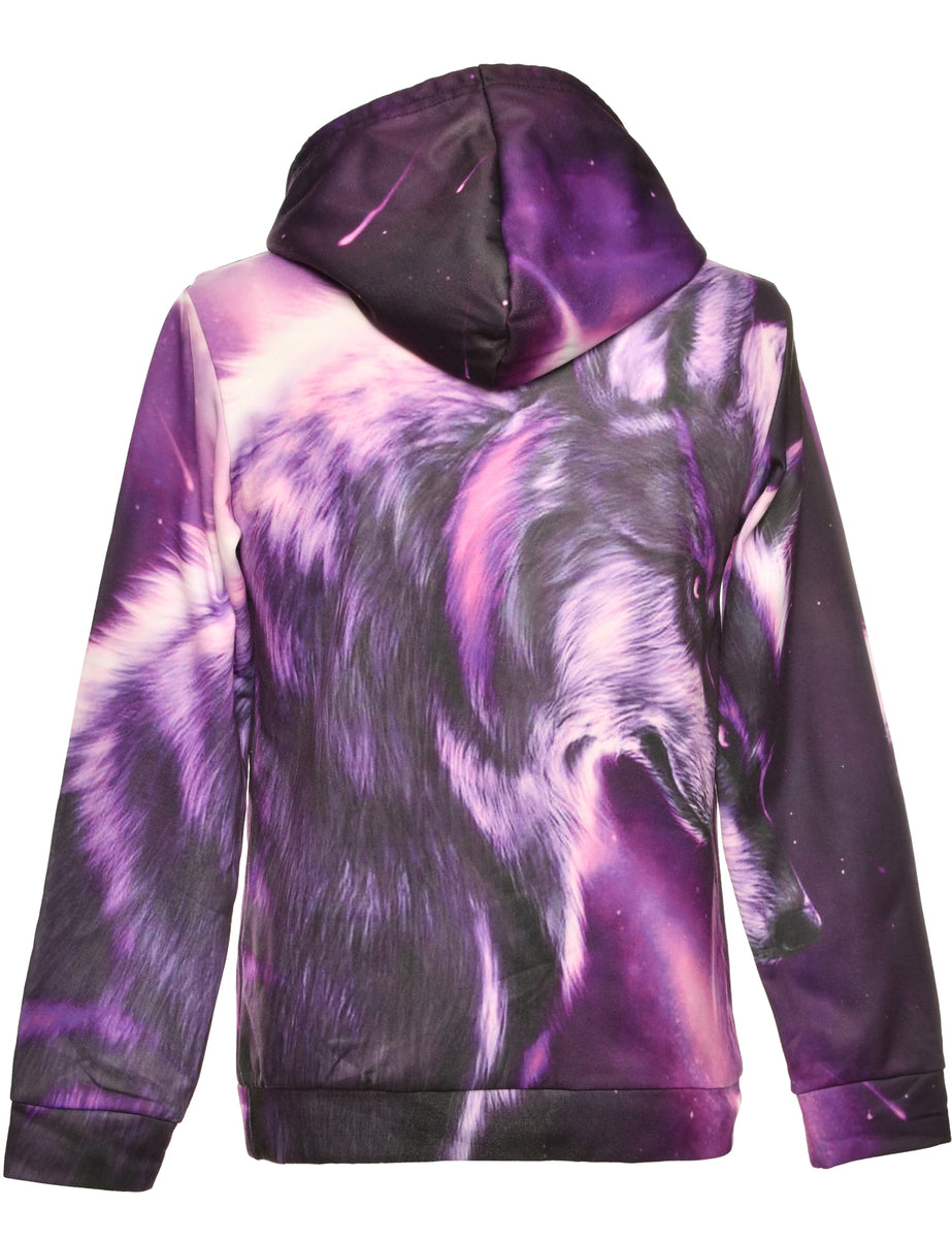 Purple Hooded Animal Sweatshirt - S