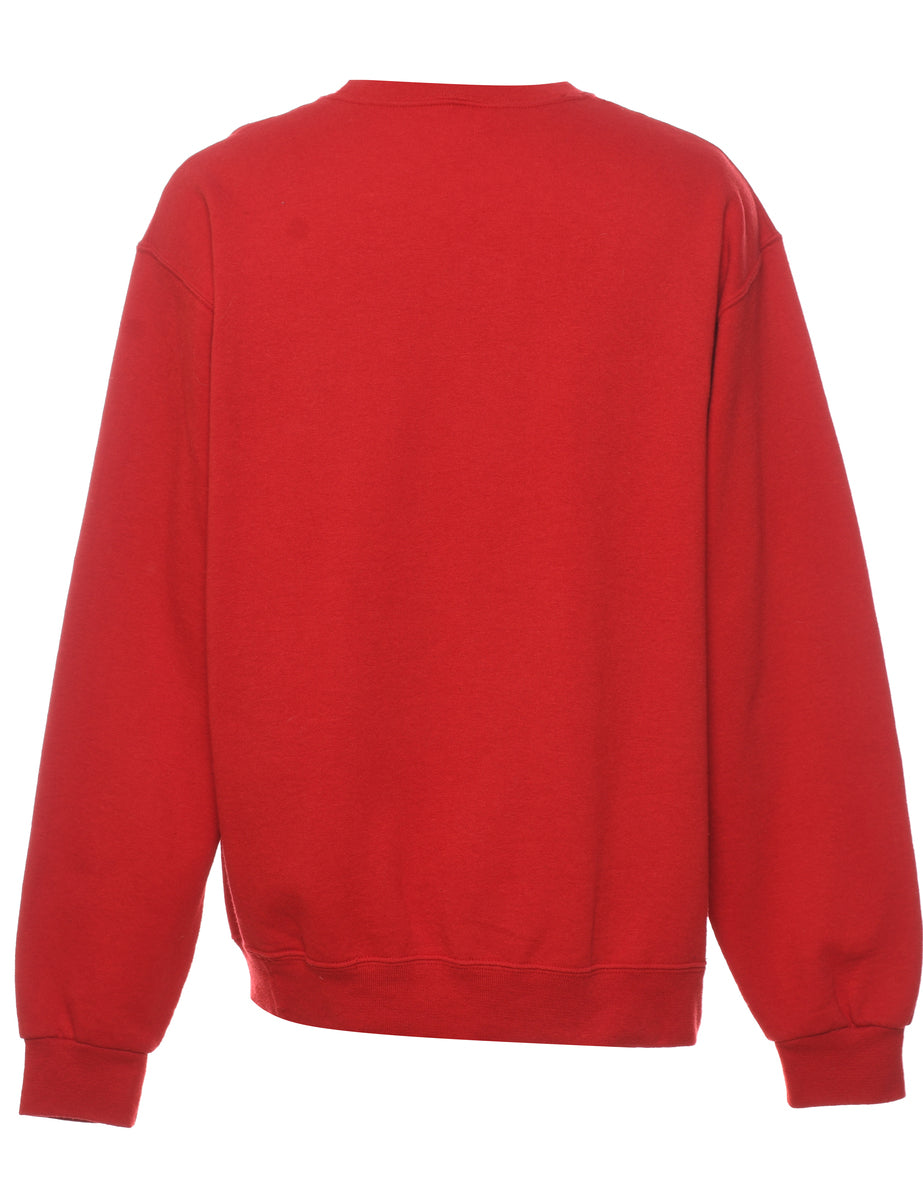 Snowman Christmas Design Red & Green Sweatshirt - M