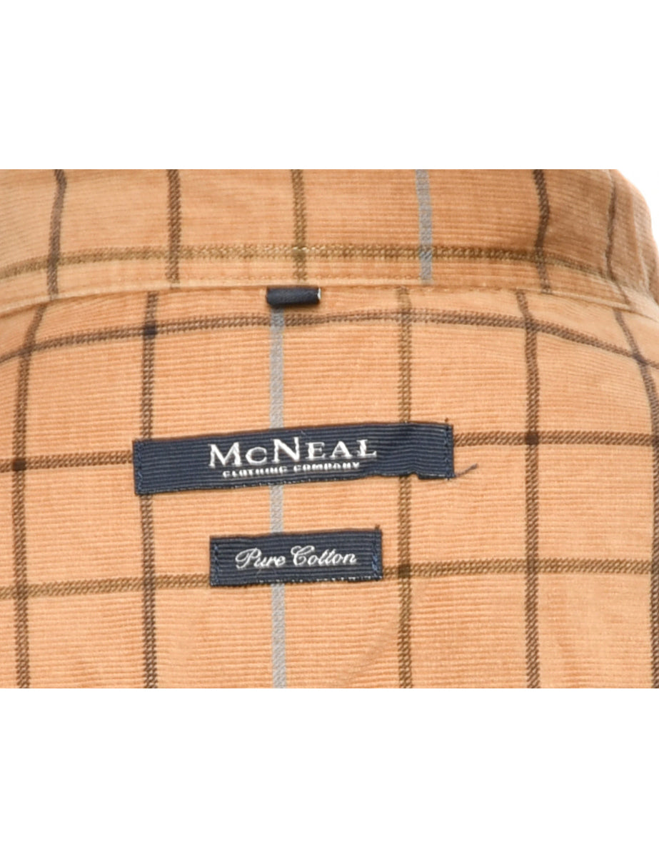 Corduroy Beige & Black Checked Shirt - XL